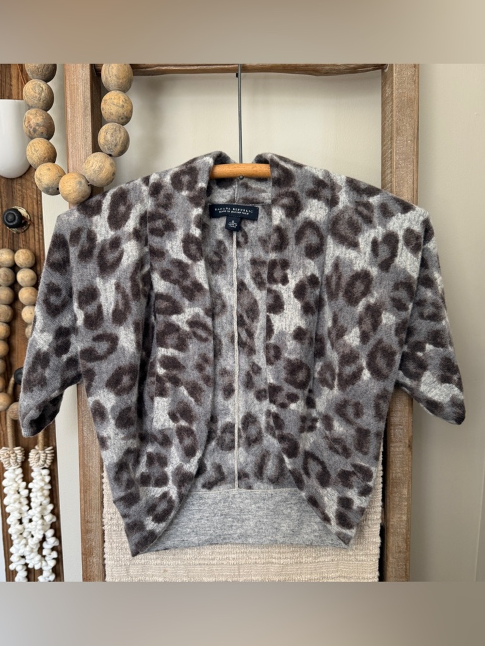 Banana Republic Leopard-Print Cashmere Blend Shrug Size Small